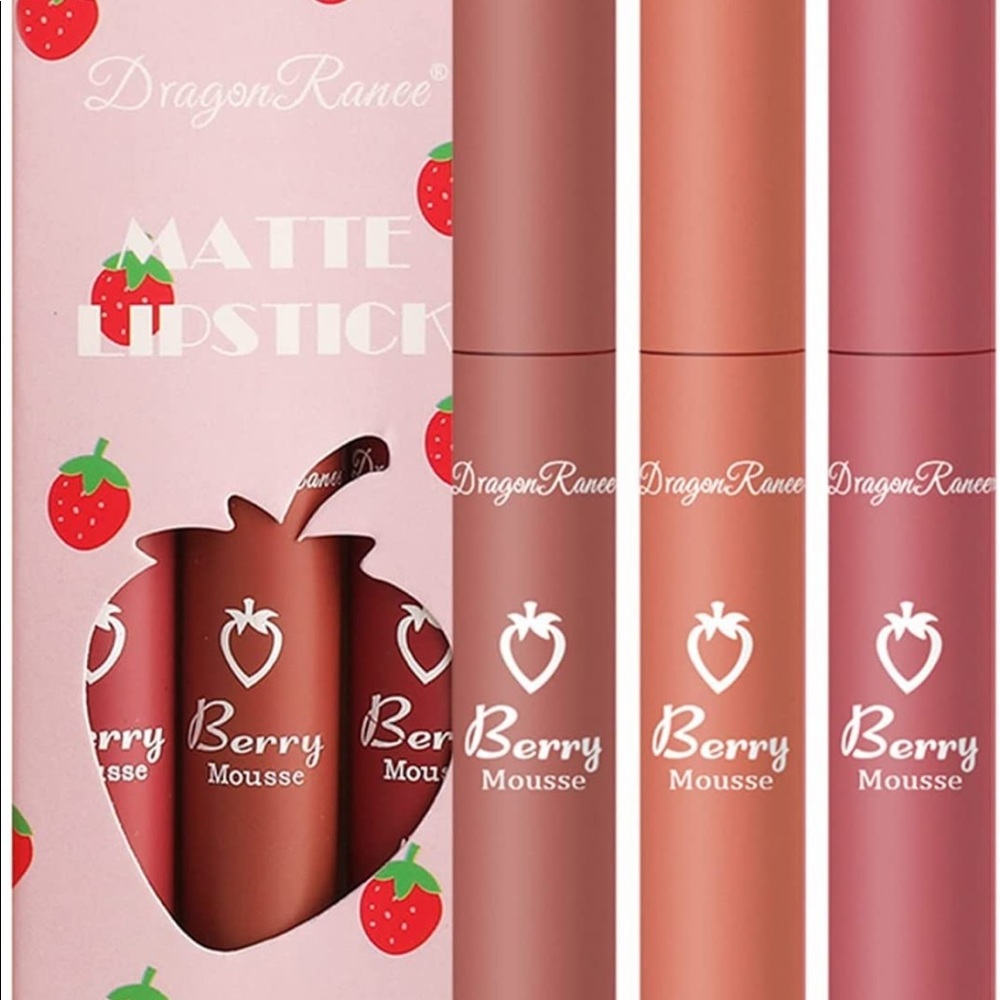 Natural berry matte lipstick stain set